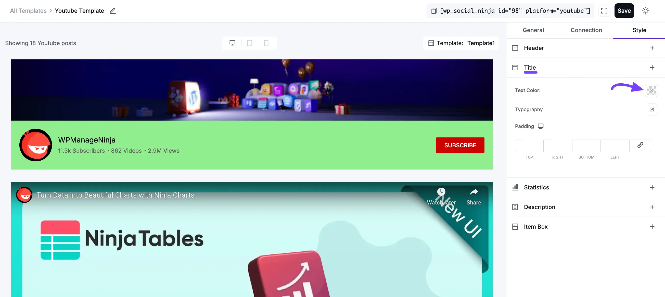 Styling the YouTube feed title