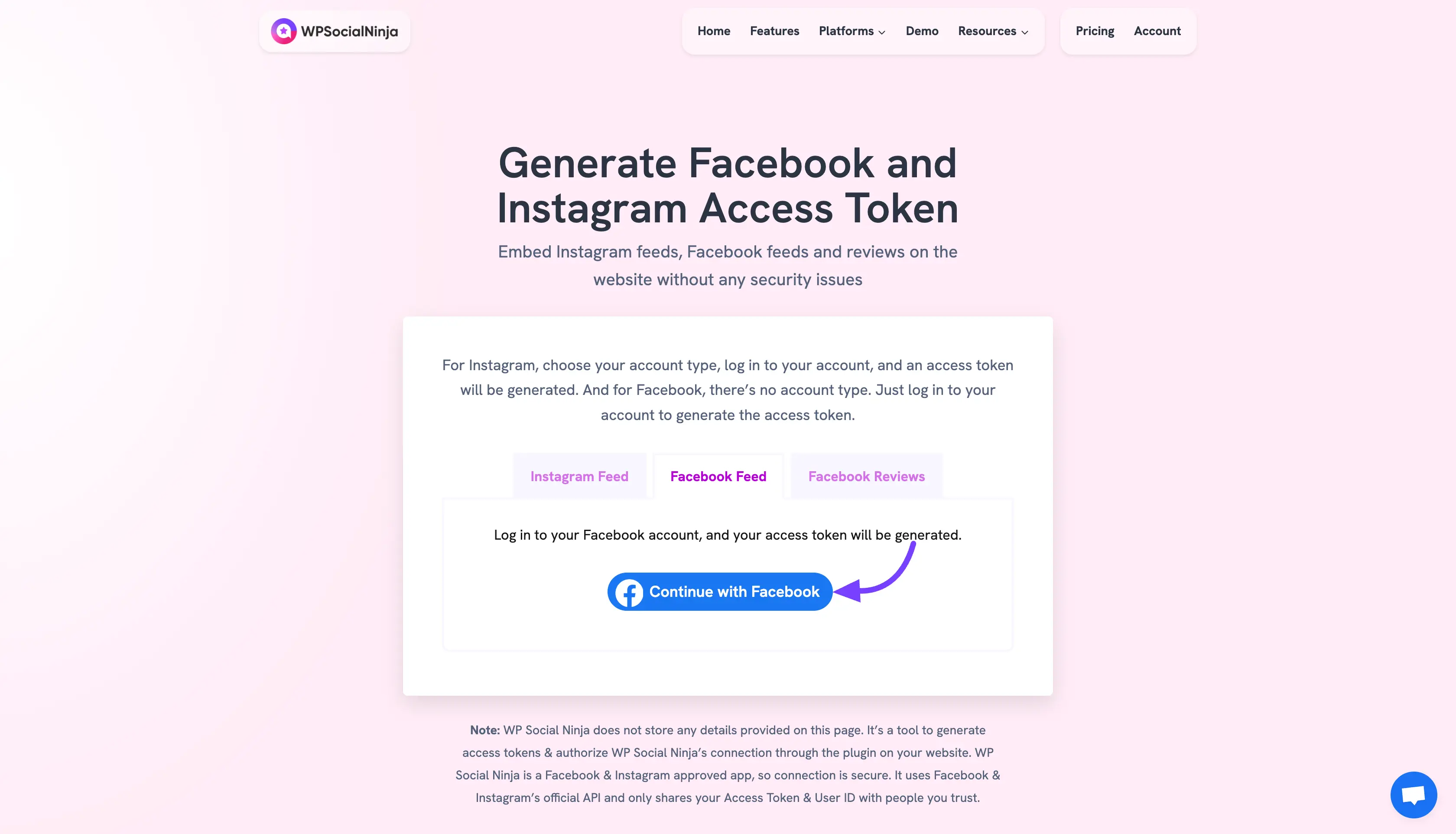 Facebook Feed Access token generator