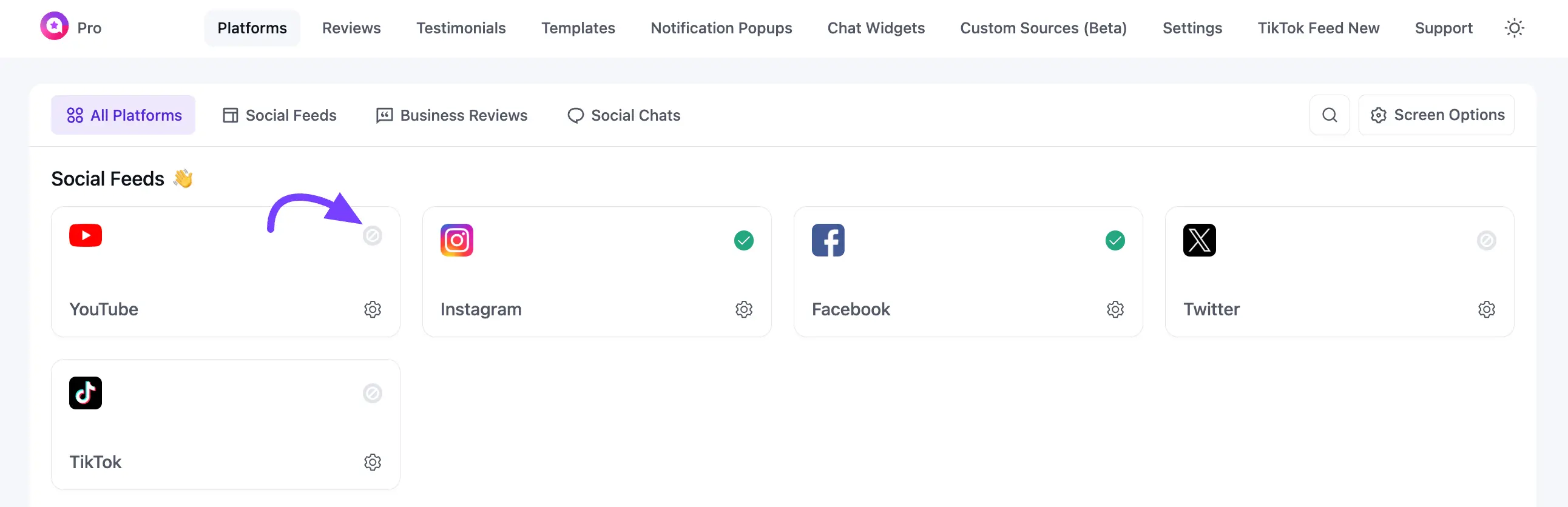 Connecting the YouTube platform in WP Social Ninja
