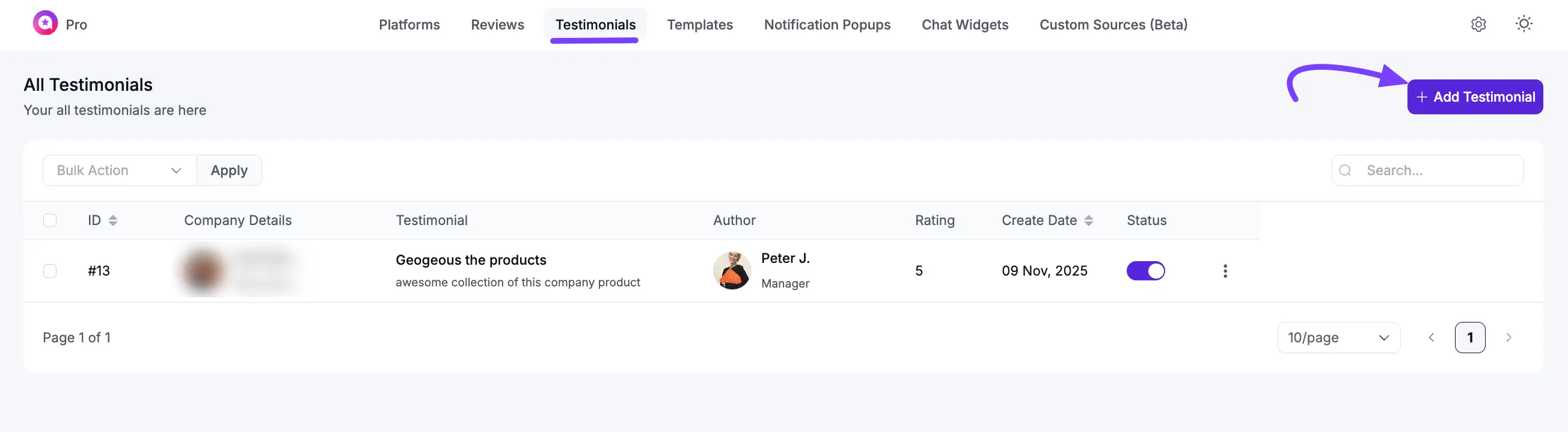 add custom testimonial 