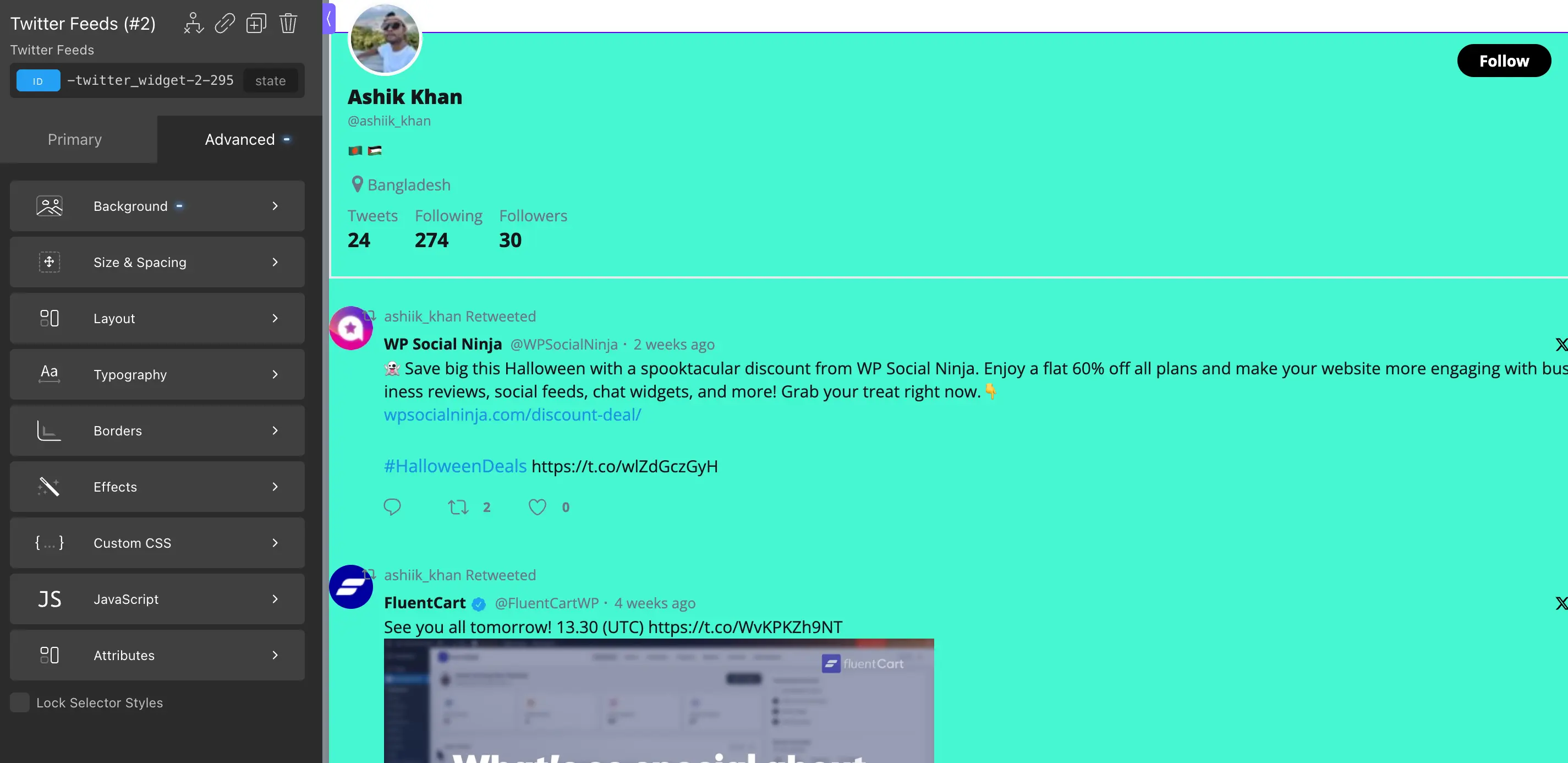 The 'Advanced' tab options in Oxygen