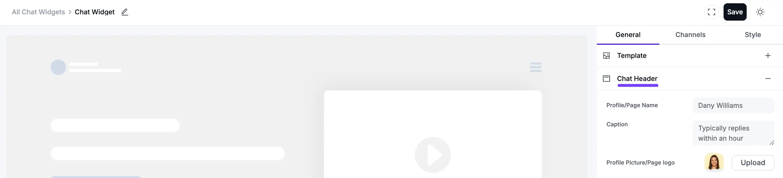 Customizing the Chat Header settings