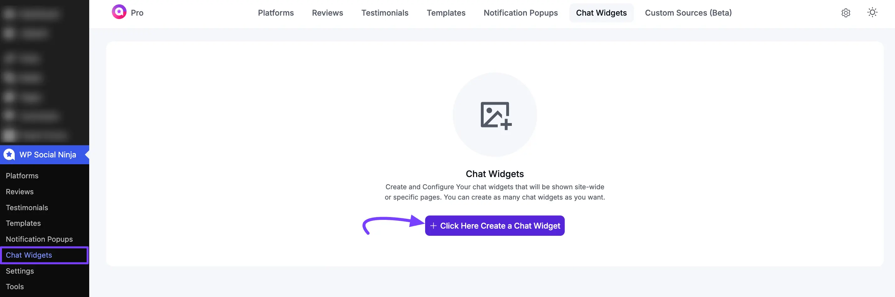 Create a new chat widget in WP Social Ninja