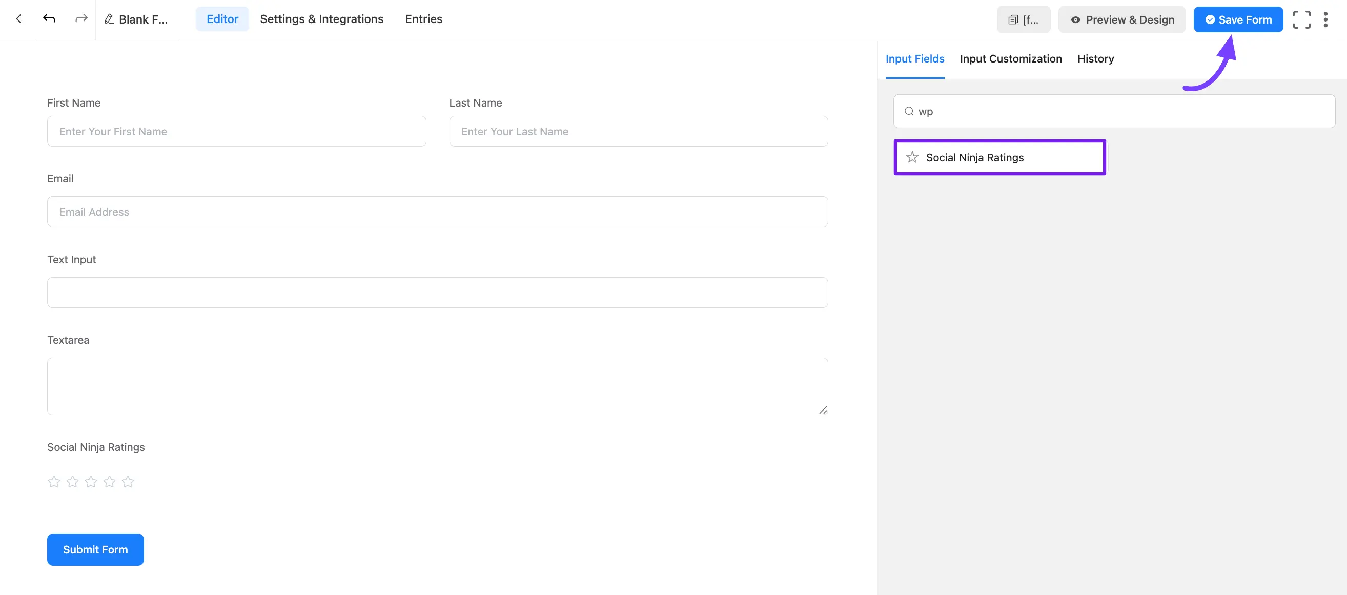 fluentforms input field