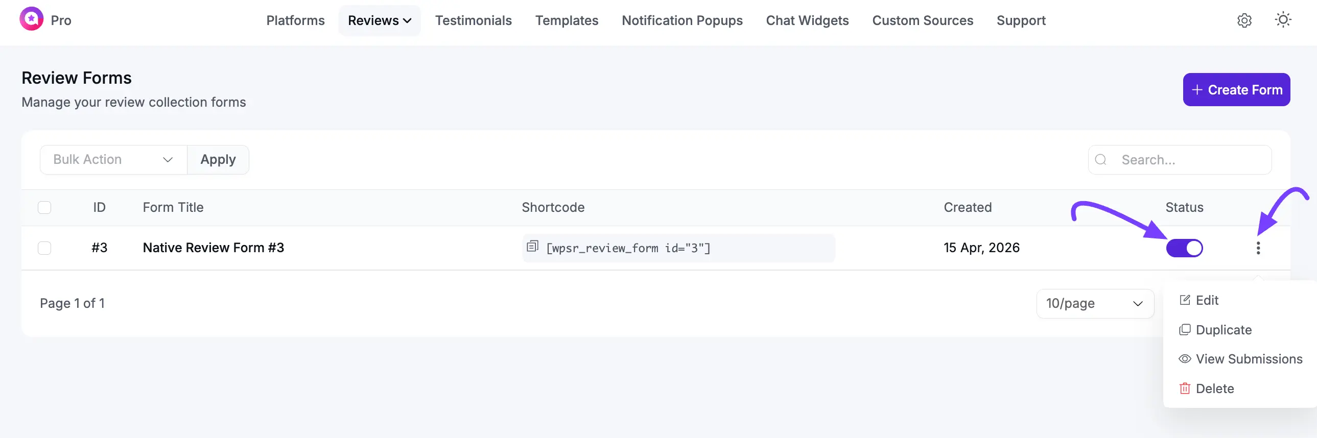 Create a REview Form
