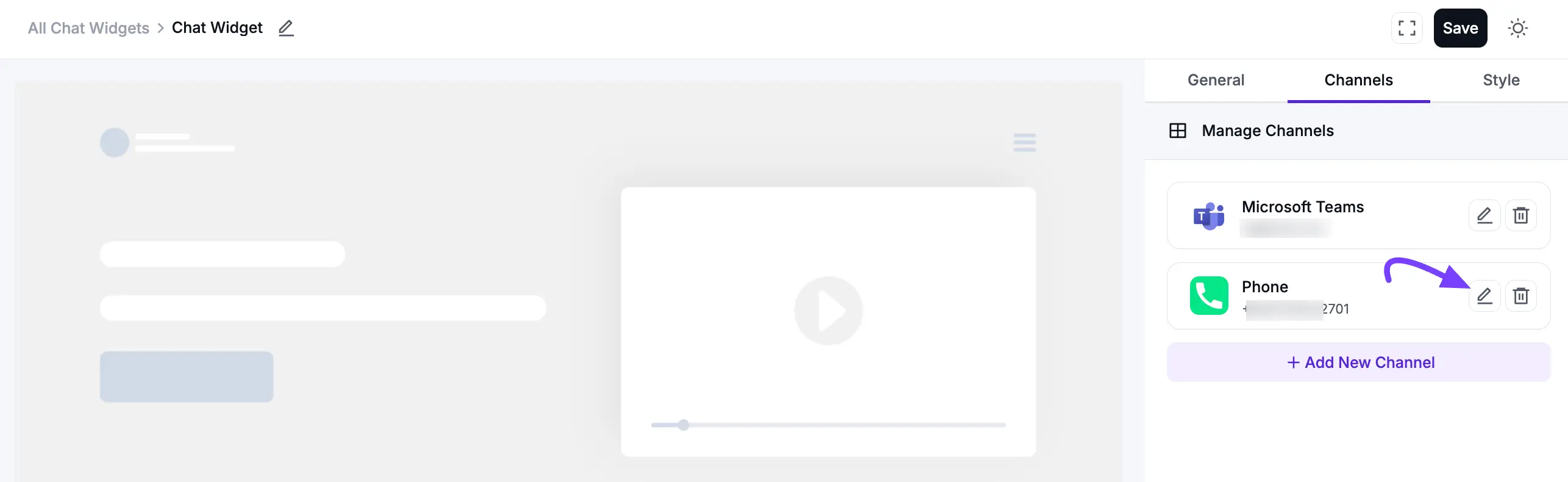Phone channel successfully added