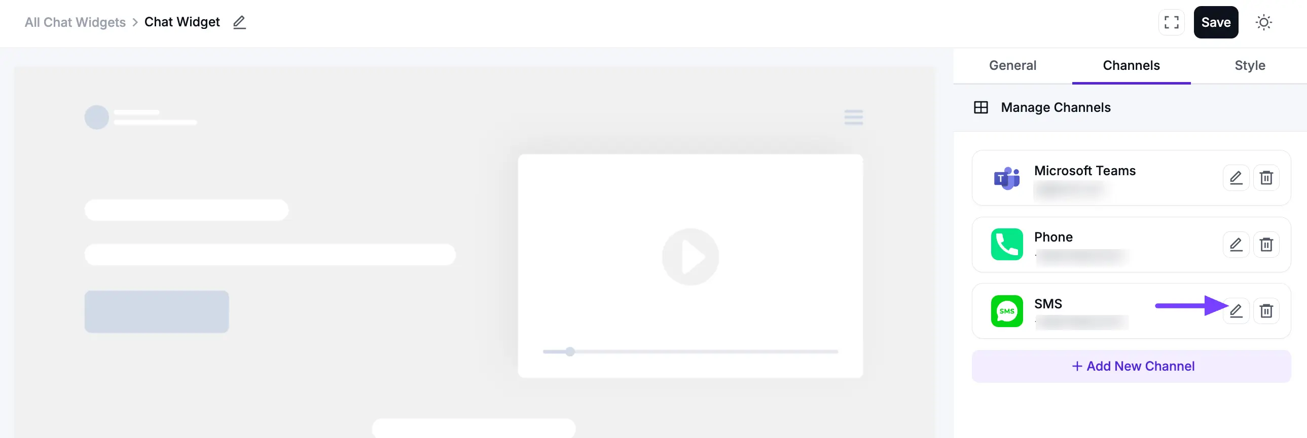 SMS channel successfully added