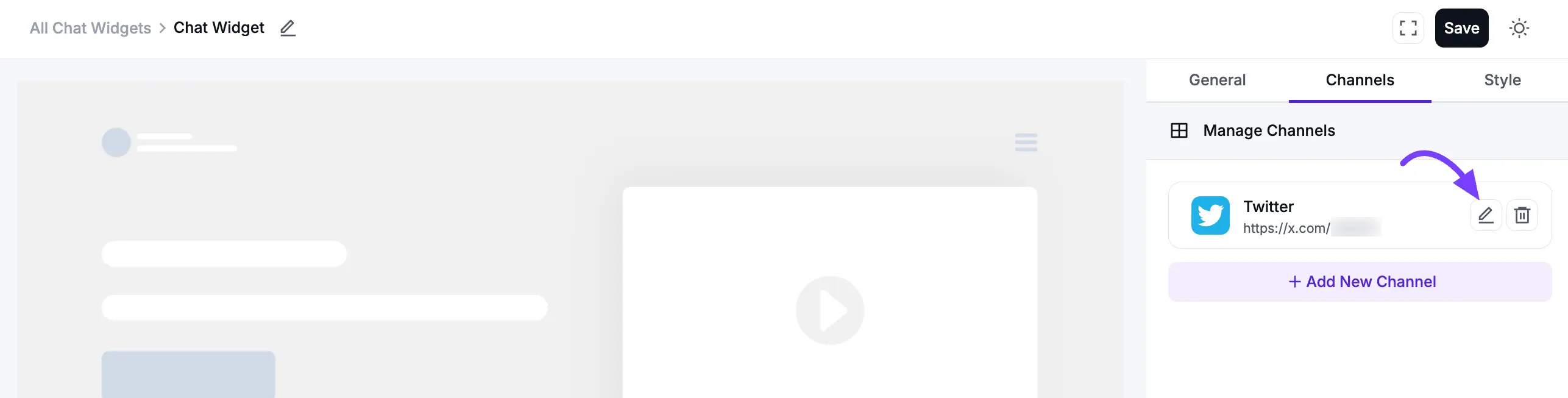 Twitter channel successfully added