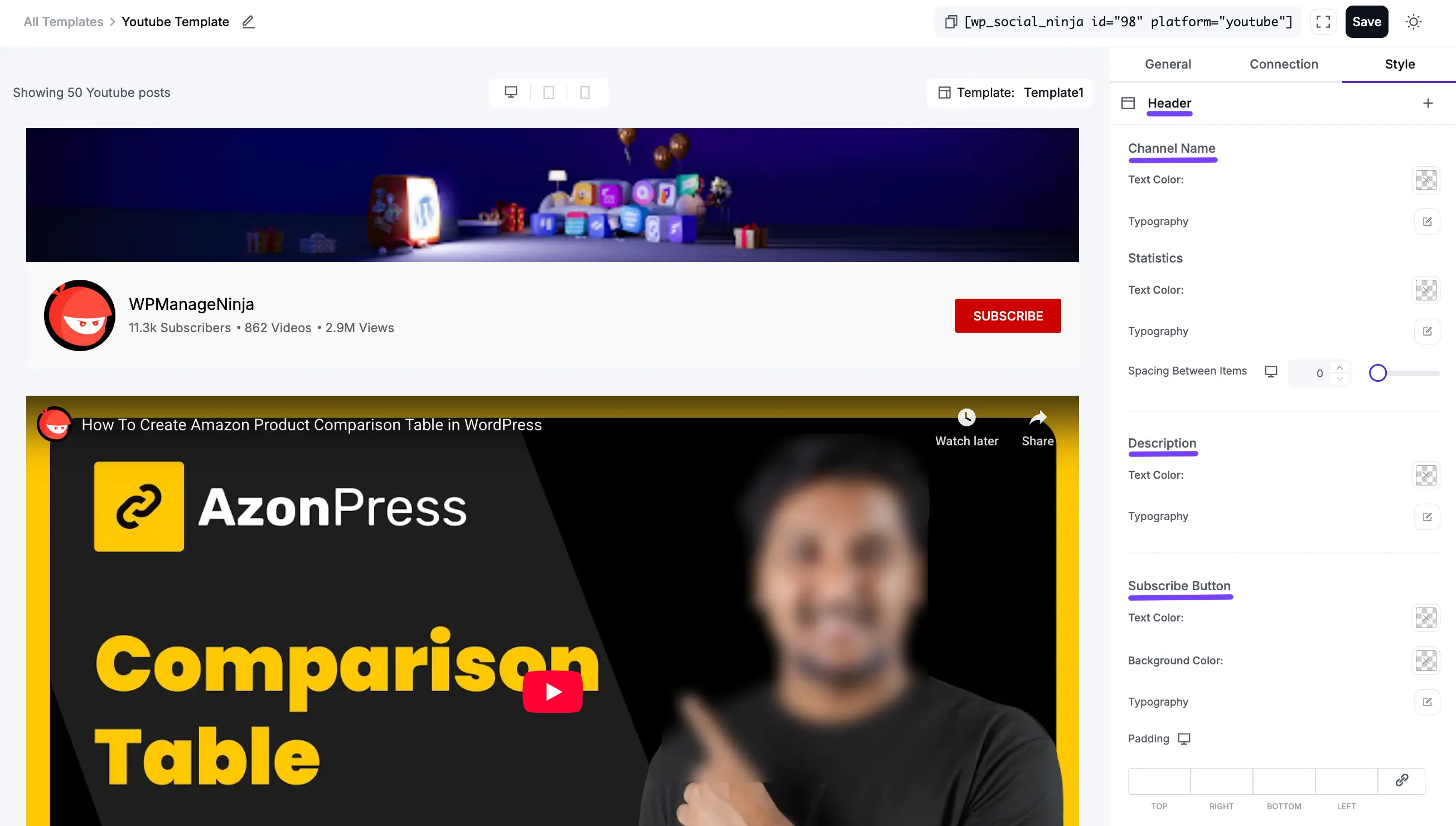 Styling the YouTube feed header
