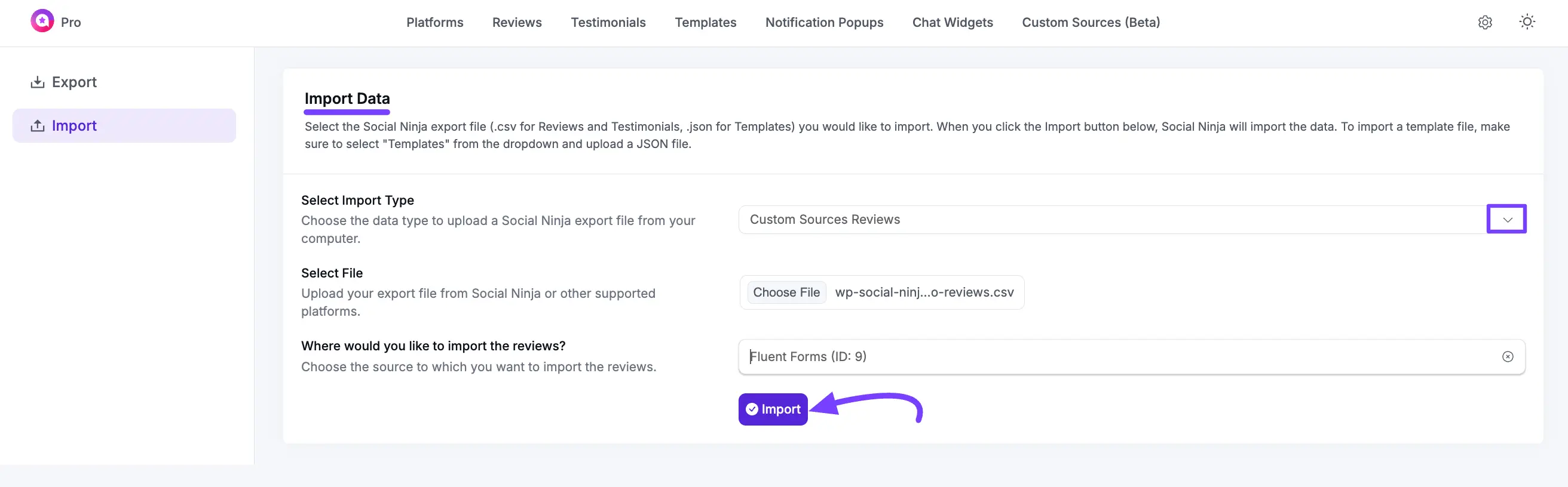 The CSV Import interface for Custom Sources