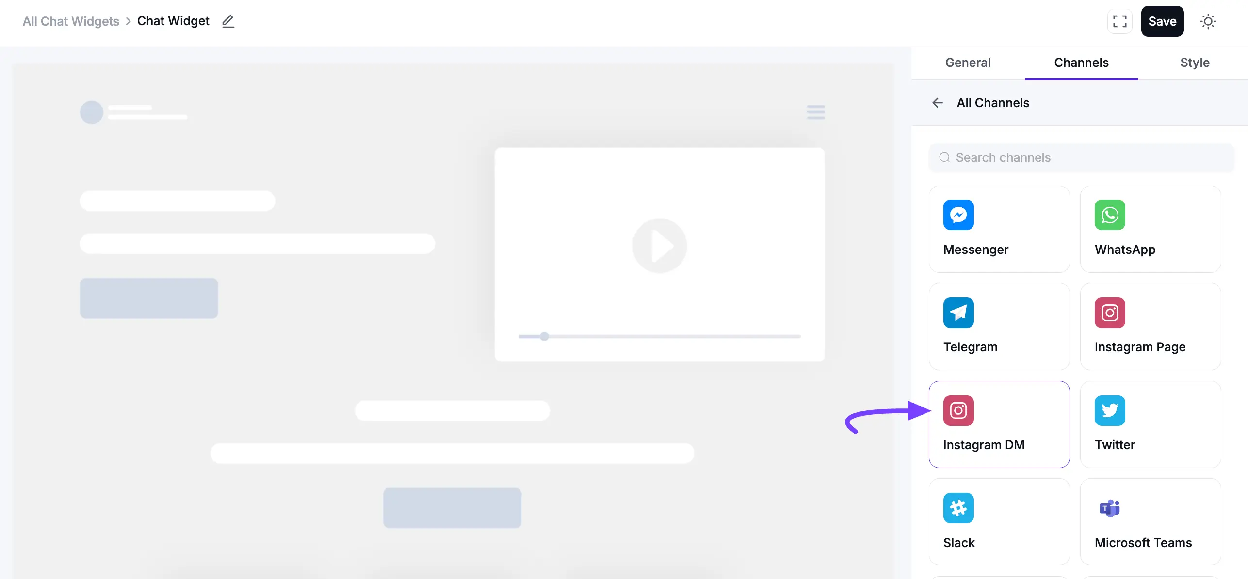 Configuring the Instagram DM (Pro) chat channel
