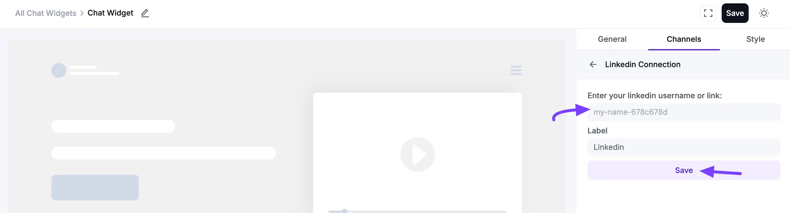 Configuring the LinkedIn Username or Link