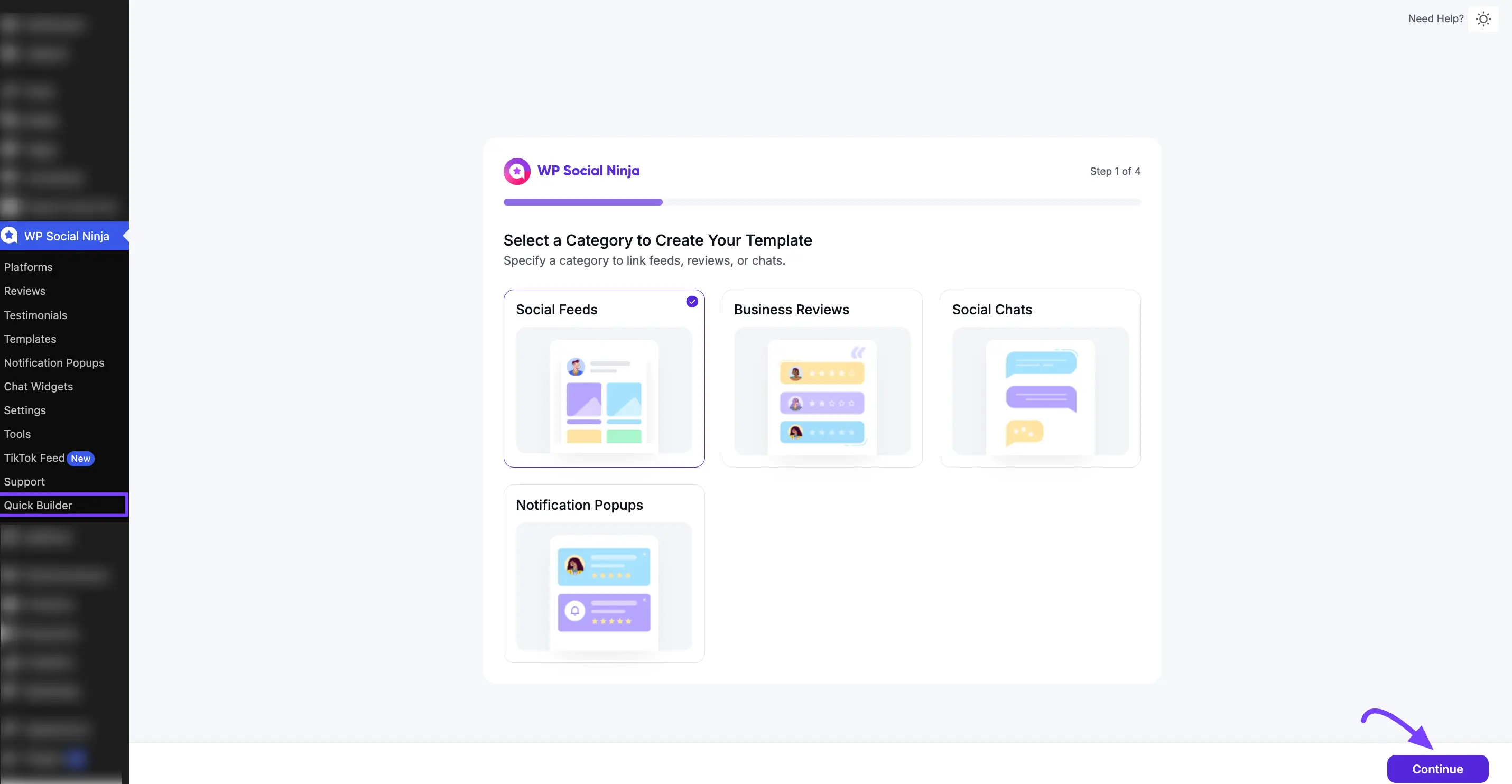 Configuring the template by Quick Builder