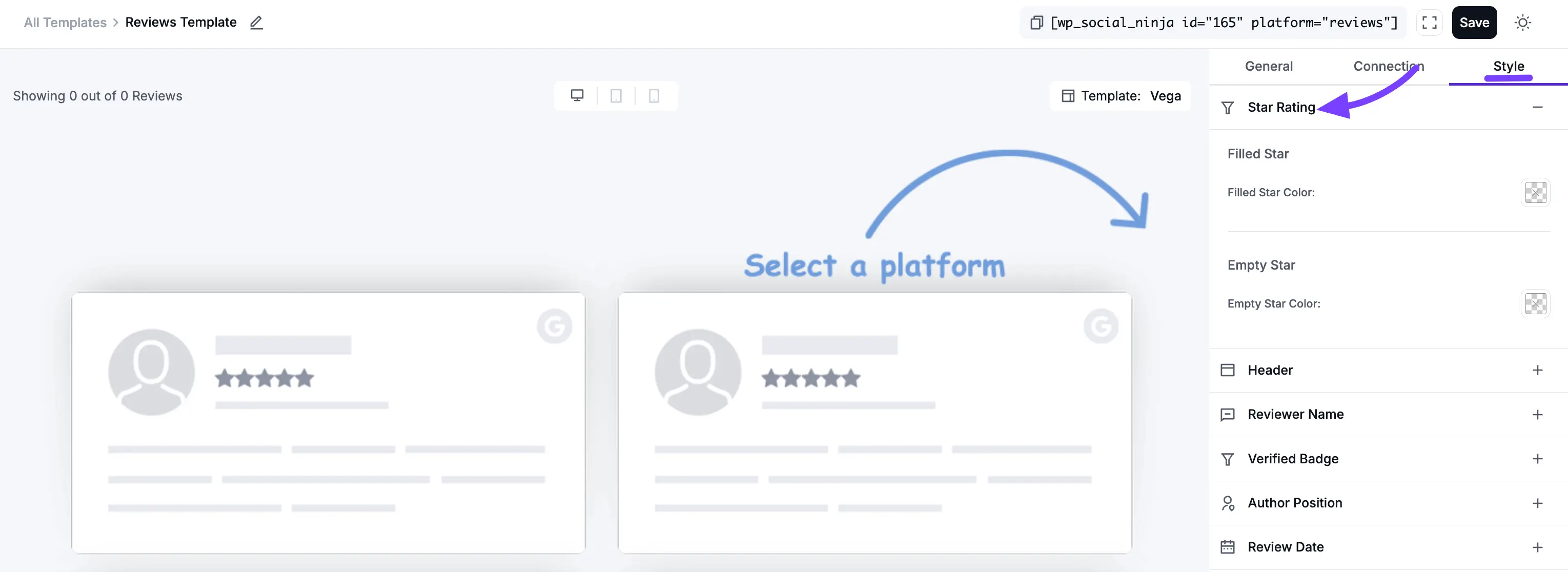 Template style and connection