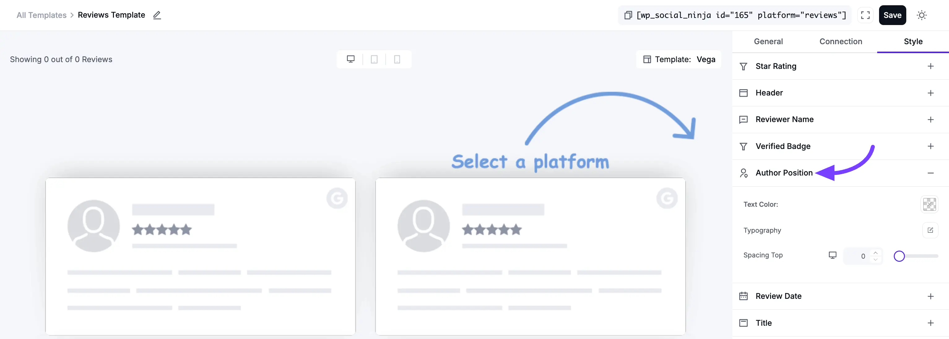 Template style and connection