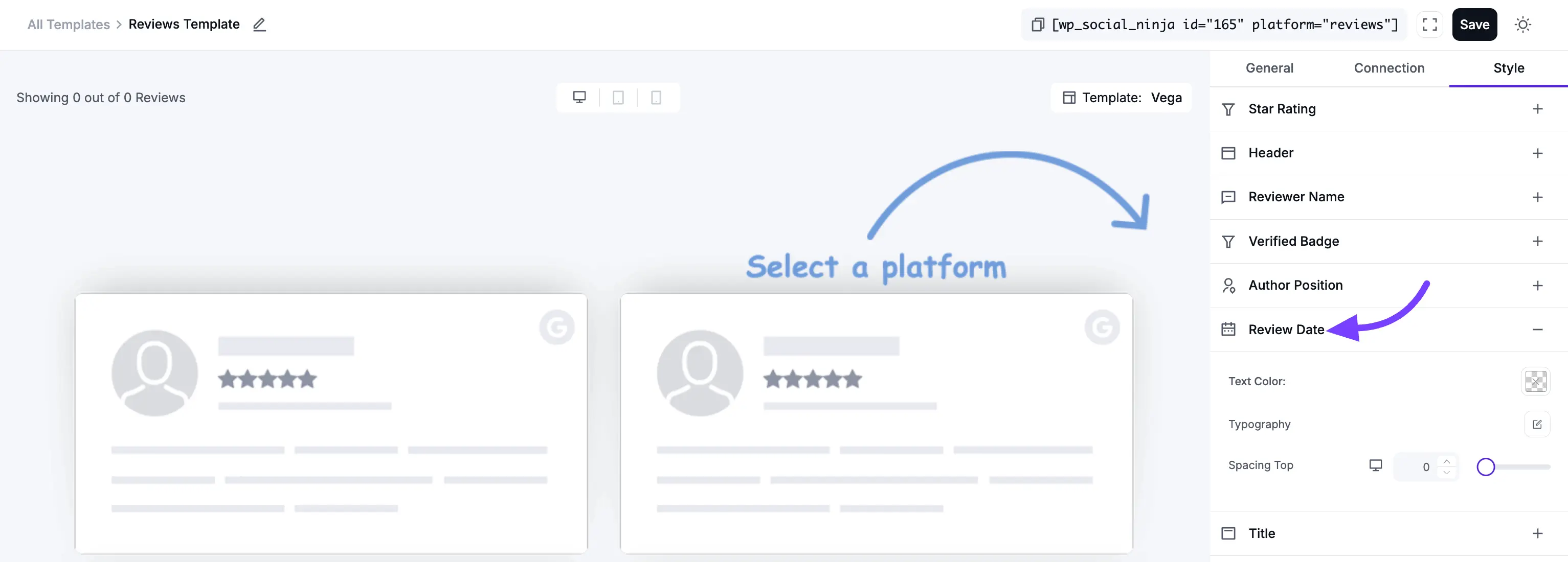 Template style and connection
