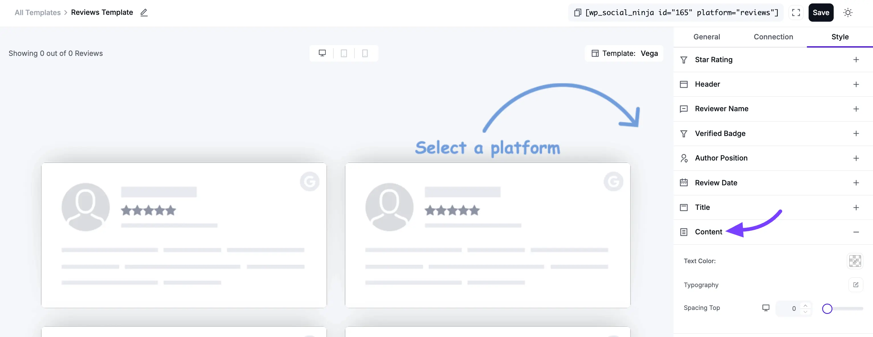 Template style and connection