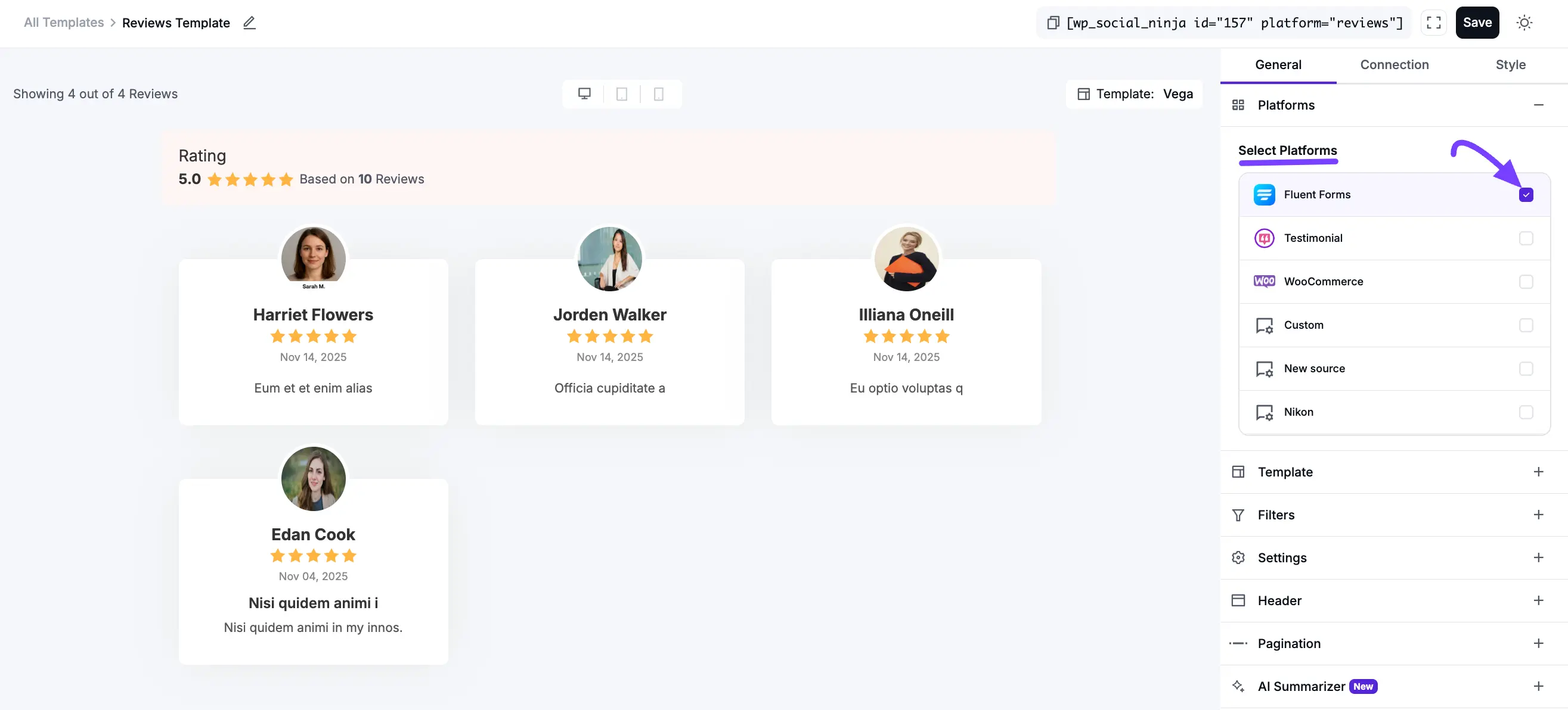 Select Fluent Forms Template