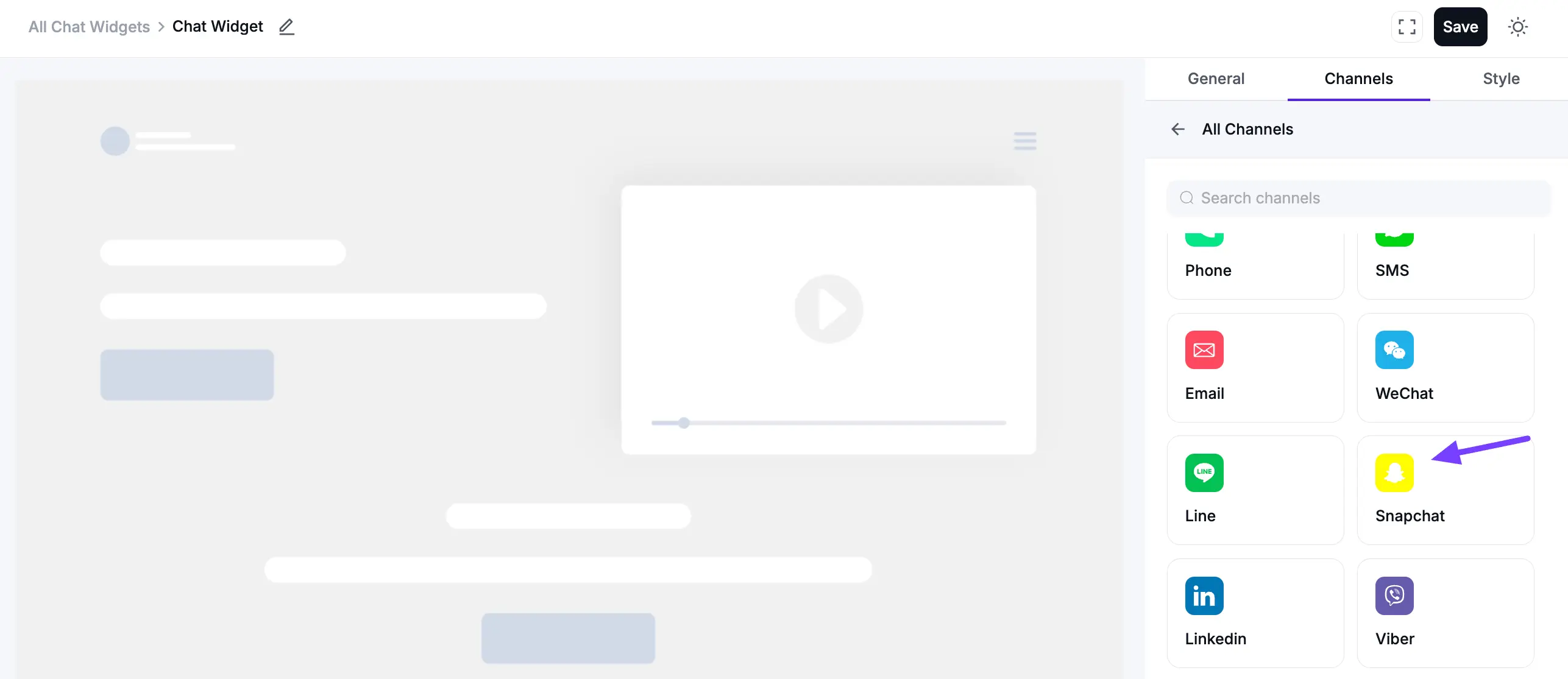 Configuring the Snapchat chat channel