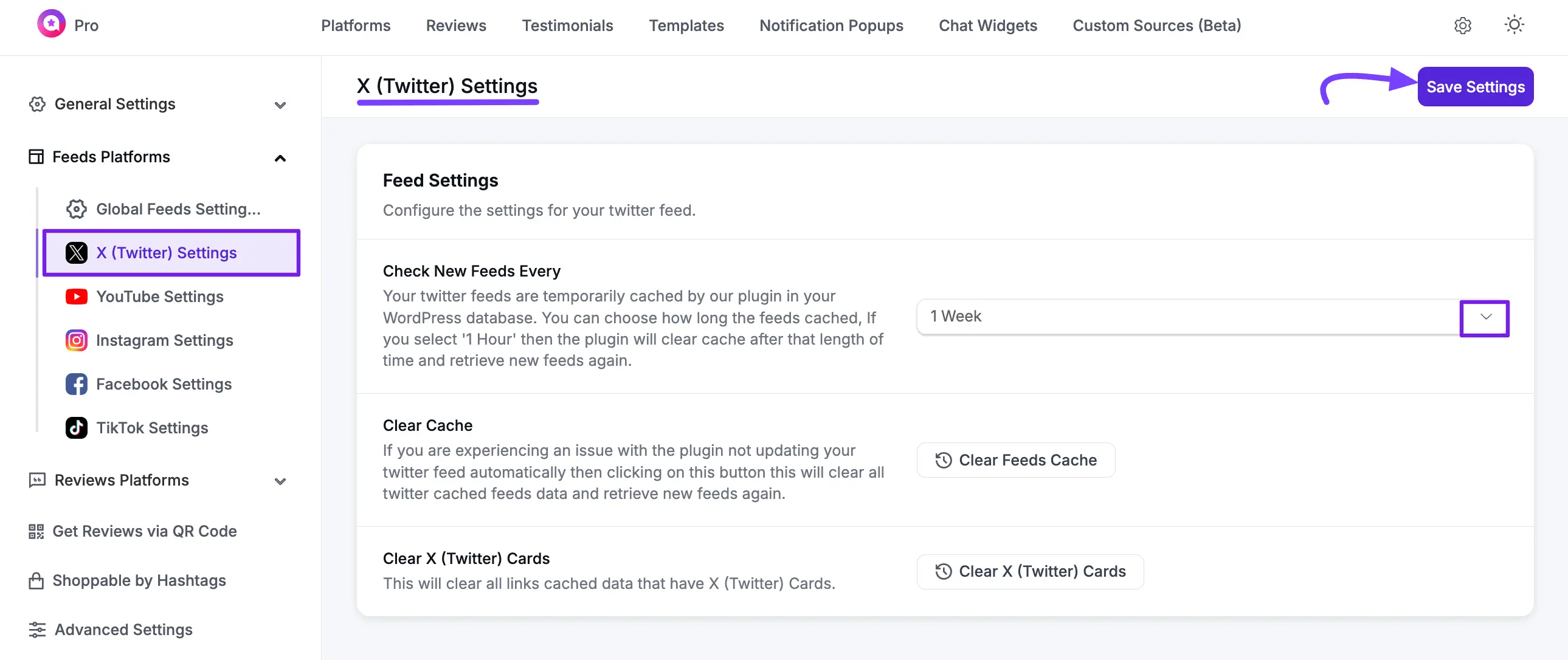 Enabling X (Twitter) Feed Settings