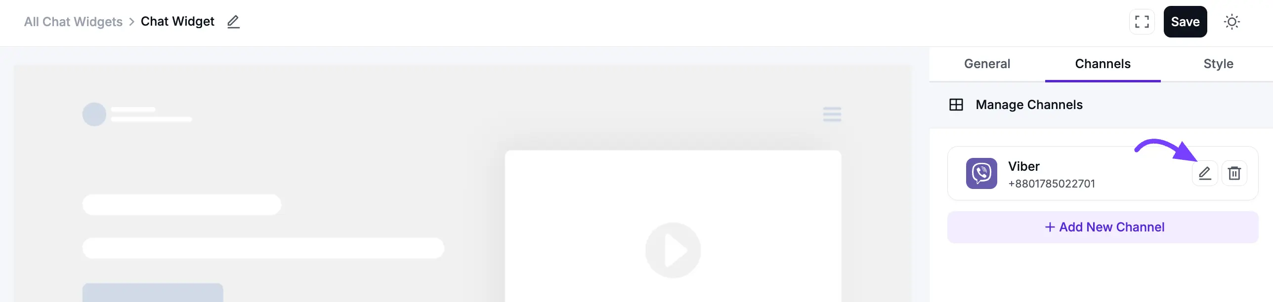 Viber channel successfully added