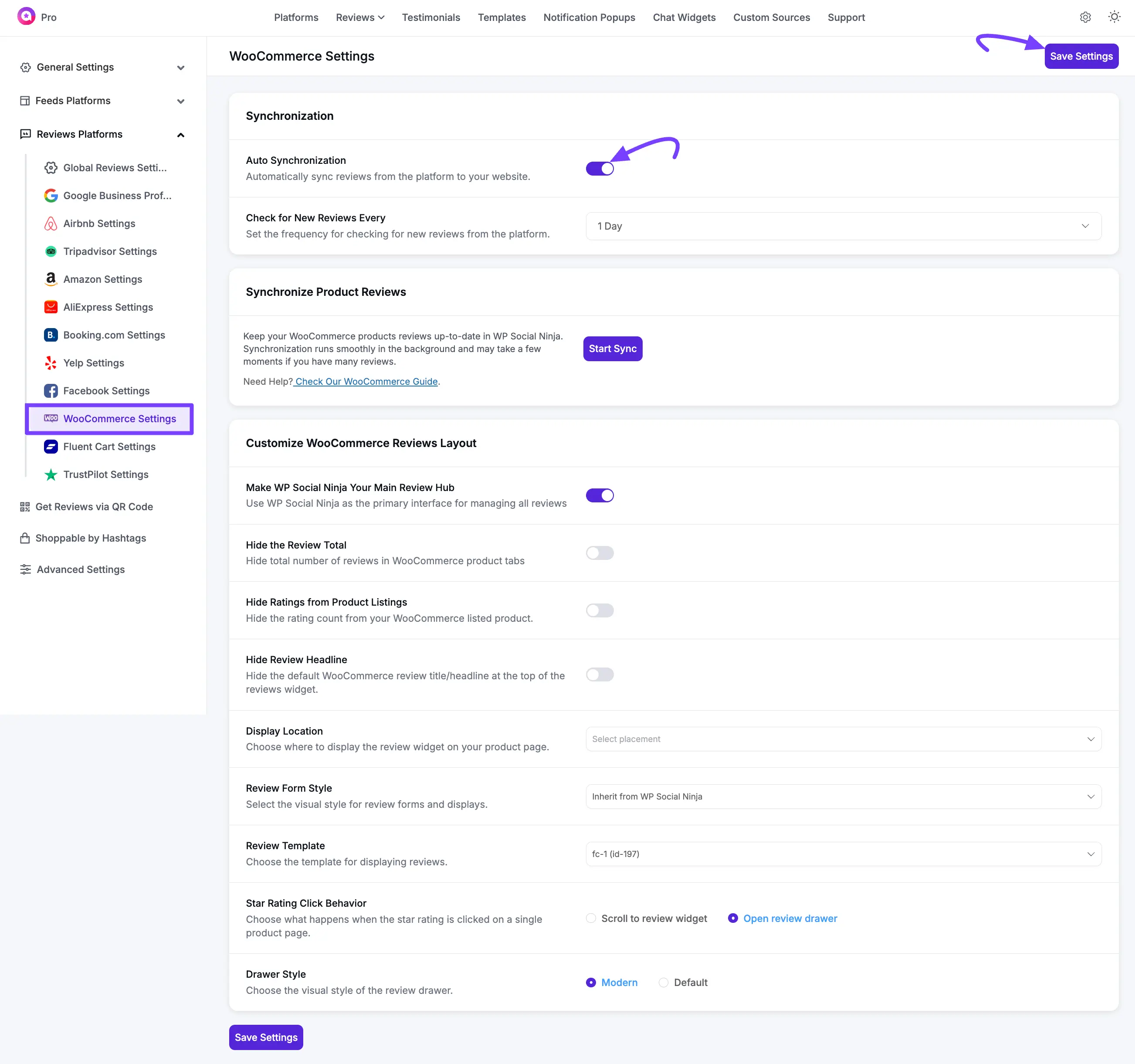 wp social ninja woocommerce settings