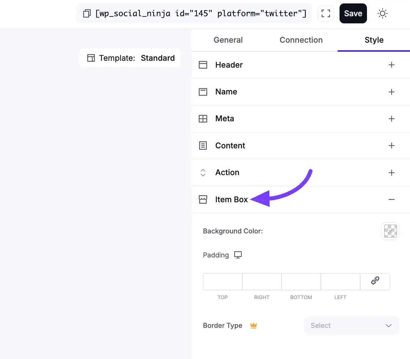 X template styling connection