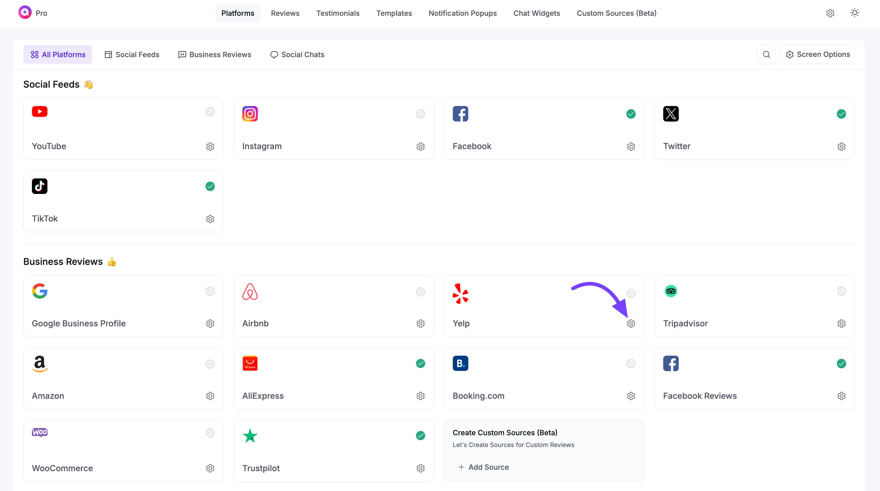 Yelp Configuration for Review